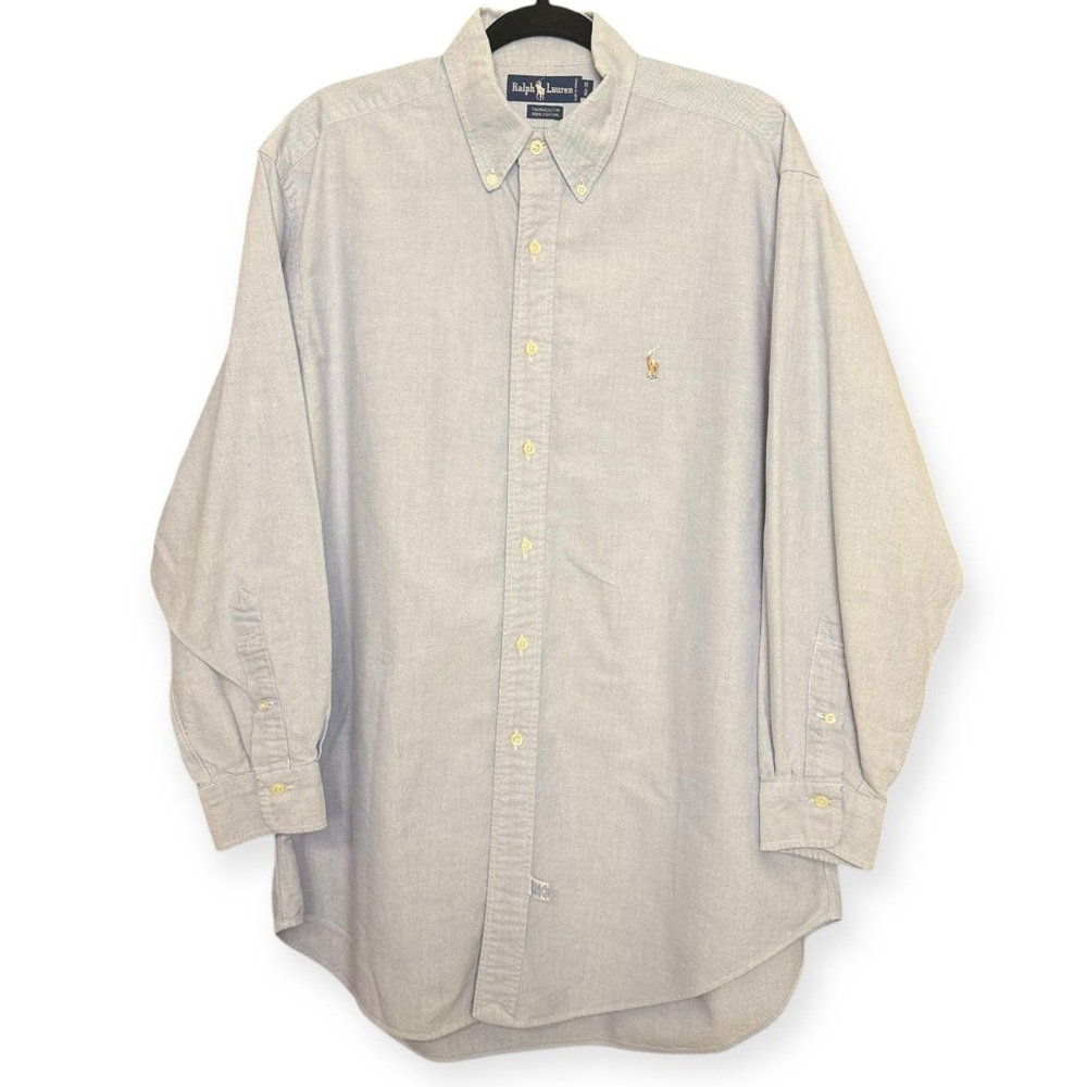 RALPH LAUREN Yarmouth 100% Cotton Oxford Long Sleeve 16.5/35”, Chambray Blue